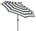 Outdoor 9' Ibiza Stripes Round Crank Premium Patio Umbrella