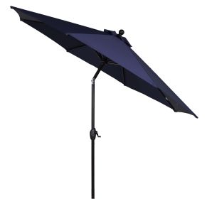 Outdoor 9' Navy Solid Round Crank Premium Patio Umbrella