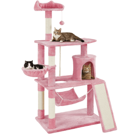 63.5''H Multi Level Cat Tree Condo with Scratching Post, Light Gray