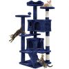 54.5" Height Cat Tree Tower Condo with Scratching Post, Navyblue