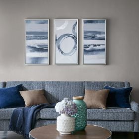 Grey Surrounding Silver Foil Abstract 3-piece Framed Canvas Wall Art Set