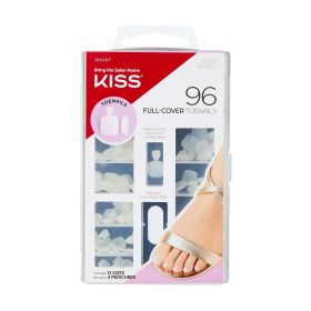 KISS Full-Cover Fake Toenails with Patented Easy-Apply Tabs & Maximum Strength Nail Glue - 96 Count