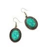 New retro oval dot design inlaid turquoise earrings ethnic style earrings simple alloy bohemian