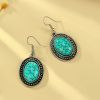 New retro oval dot design inlaid turquoise earrings ethnic style earrings simple alloy bohemian