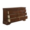 Traditional Design Brown Cherry Finish Dresser 1pc Louis Phillipe Style Classic Bedroom Furniture