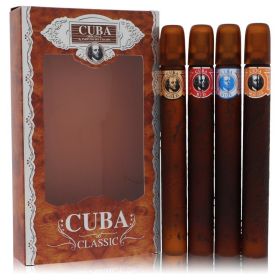 Cuba Gold by Fragluxe Gift Set -- Cuba Variety Set includes All Four 1.15 oz Sprays, Cuba Red, Cuba Blue, Cuba Gold and Cuba Orange