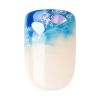 KISS imPRESS Long-Lasting Short Square Gel Press-On Nails, Glossy Blue & White, 30 Pieces