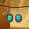 New retro oval dot design inlaid turquoise earrings ethnic style earrings simple alloy bohemian