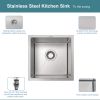 14 x 14 Inch Undermount Kitchen Sink, 16 Gauge Stainless Steel Wet Bar or Prep Sinks Single Bowl