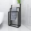 Metal Freestanding Towel Rack 3 Tiers Hand Towel Holder Organizer for Bathroom Accessories;  Black