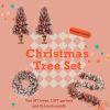 GO 4-Pieces Set Artificial Christmas Tree, Brown Needles with flocking, with Warm Lights, pine cones and berries, Artificial Tree for door and firepla