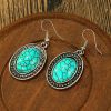 New retro oval dot design inlaid turquoise earrings ethnic style earrings simple alloy bohemian