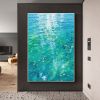 Hand Painted Oil Painting Large Abstract Water Surface Oil Painting on Canvas Original Blue Painting Living Room Home Decor Painting Modern Wall Art