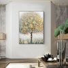 Hand Painted Oil Painting Original Gold Texture Tree Oil Painting on Canvas Large Wall Art Abstract Minimalist Art Custom Painting Modern Living Room