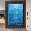 Hand Painted Oil Painting Abstract Water Surface Oil Painting on Canvas Original Seascape Painting Rain Scene Wall Decor Bedroom Home Decor Large Blue