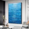 Hand Painted Oil Painting Abstract Water Surface Oil Painting on Canvas Original Seascape Painting Rain Scene Wall Decor Bedroom Home Decor Large Blue