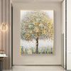 Hand Painted Oil Painting Original Gold Texture Tree Oil Painting on Canvas Large Wall Art Abstract Minimalist Art Custom Painting Modern Living Room