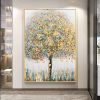 Hand Painted Oil Painting Original Gold Texture Tree Oil Painting on Canvas Large Wall Art Abstract Minimalist Art Custom Painting Modern Living Room