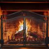 Fireplace Screen,  Metal Fire Place Cover Two-Doors Large Flat Guard Screens, Baby Safe Spark Guard Protector Wood Burning Stove Decorative Accessorie