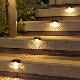 4pcs Solar Deck Lights Outdoor Solar Step Color Lights Waterproof Outdoor Lighting Solar Fence Lights Outdoor Step Lights For Pool Garden Wall Patio Y (Color: Warm Light)