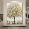 Hand Painted Oil Painting Original Gold Texture Tree Oil Painting on Canvas Large Wall Art Abstract Minimalist Art Custom Painting Modern Living Room