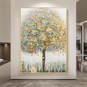 Hand Painted Oil Painting Original Gold Texture Tree Oil Painting on Canvas Large Wall Art Abstract Minimalist Art Custom Painting Modern Living Room (style: 1, size: 50X70cm)