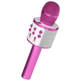 5 Core Bluetooth Wireless Karaoke Microphone, All-in-One Premium Handheld Karaoke Mic Speaker Recorder Player w/ Adjustable Remix FM Radio Great Gifts (Color: Pink)