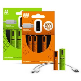 ECO Recharge 4 Pack AA Or AAA USB Rechargeable Batteries (Color: AA - 4 pack)