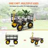 VEVOR Steel Garden Cart; with Removable Mesh Sides to Convert into Flatbed, Utility Metal Wagon