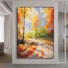 Hand Painted Oil Painting Forrest trees wall art birch trees painting abstract landsdcape art textrued oil painting Original Oil painting decorative p