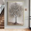 Hand Painted Oil Painting Abstract Tree Oil Painting on Canvas Extra Large Wall Art Original Minimalist Texture Wall Art Custom Painting Gray Decor Li