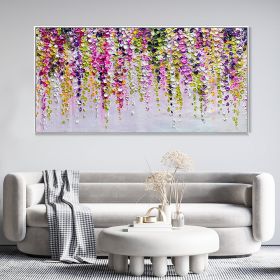 Hand Painted Oil Painting Abstract Floral Texture Canvas Oil Painting Colorful Wall Decor Art Modern Landscape Painting Living Room Decor Oil Painting (style: 1, size: 70x140cm)